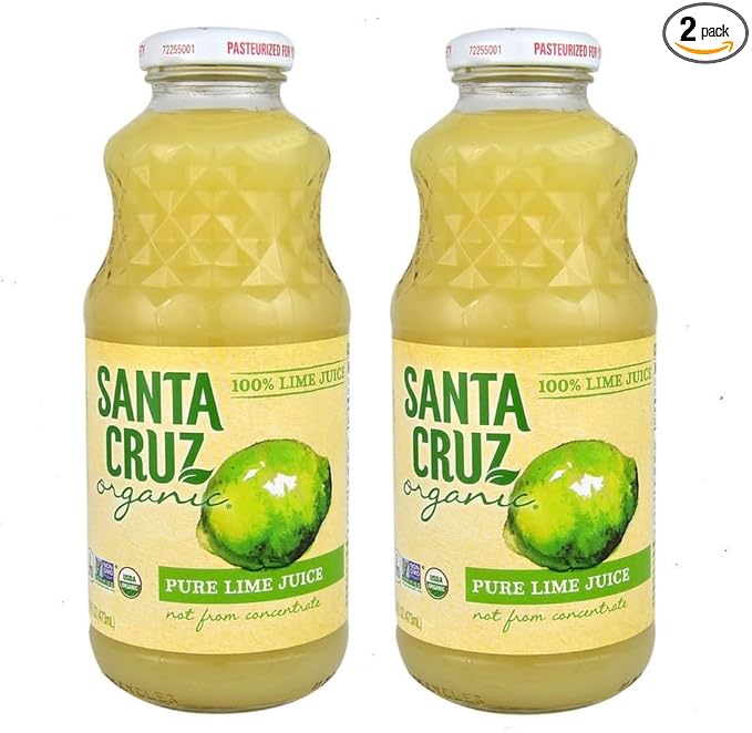 Santa Cruz - Organic Pure Lime Juice - 16 fl oz - 2 Pack - Plus GTF Sticker.