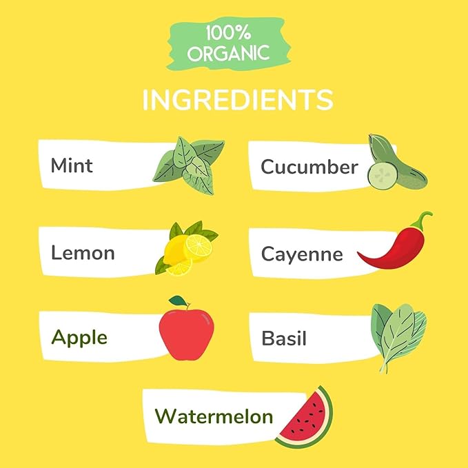 Wonder Melon Organic Watermelon Juice Cold Pressed (Variety 6 Pack) 3 With Basil Cucumber &amp 3 With Lemon Cayenne