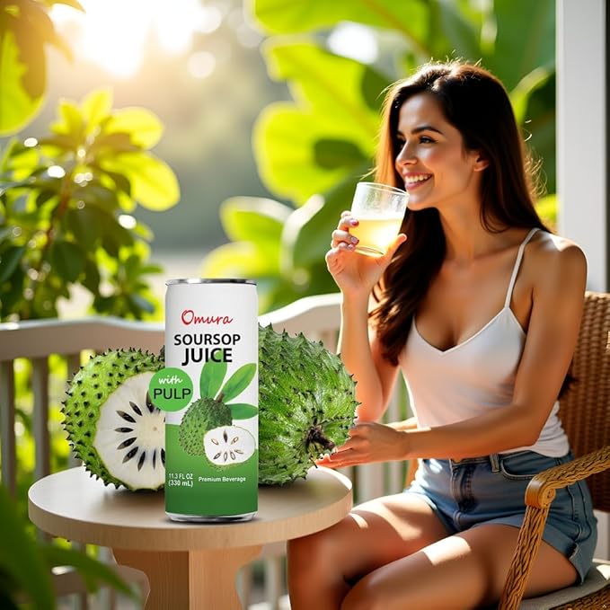 Omura Soursop Juice Drink with Pulp 11.3 Fl Oz (12-Pack) | Refreshing Tropical Fruit Beverage | Graviola Guanabana Juice