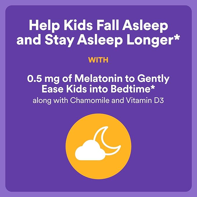 SmartyPants Kids Sleep Gummies Supplement with Melatonin 0.5mg: Chamomile &amp Vitamin D3 Sleep Aid Strawberry Mango Flavor 60 Count