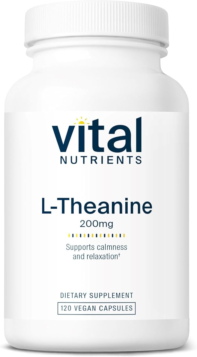 Vital Nutrients L-Theanine 200mg - Vegan Supplement - L Theanine Supplement Supports Normal Stress Levels and Cognitive Function* - Gluten Dairy and Soy Free - 120 Capsules