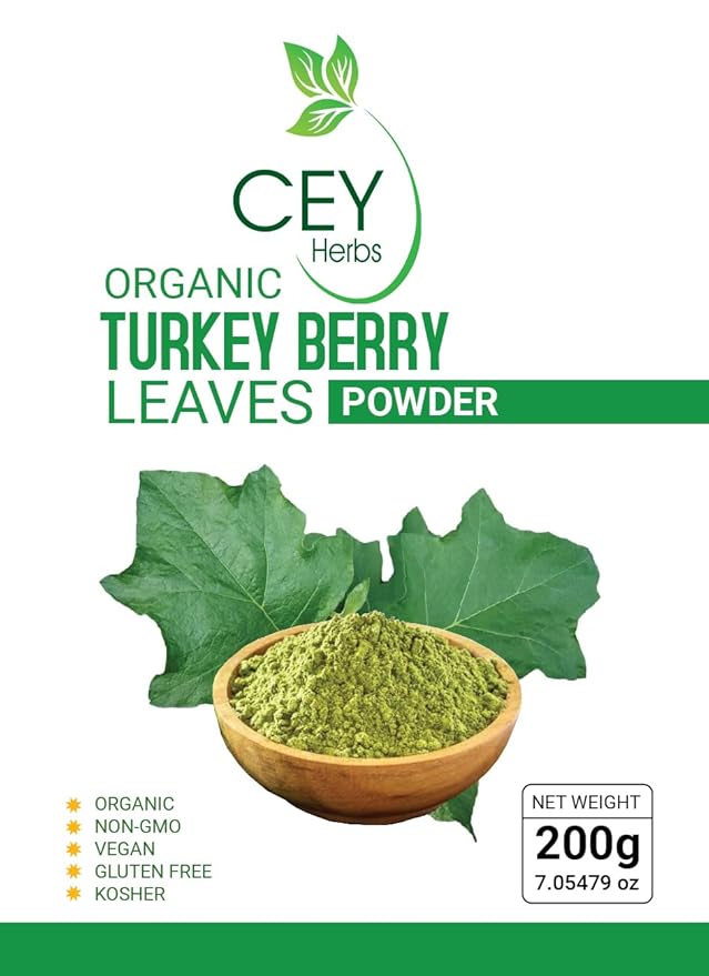 Turkey Berry Leaves Powder - 100% Pure OrganicTea Dried Leaf Powder for Culinary and Herbal Uses