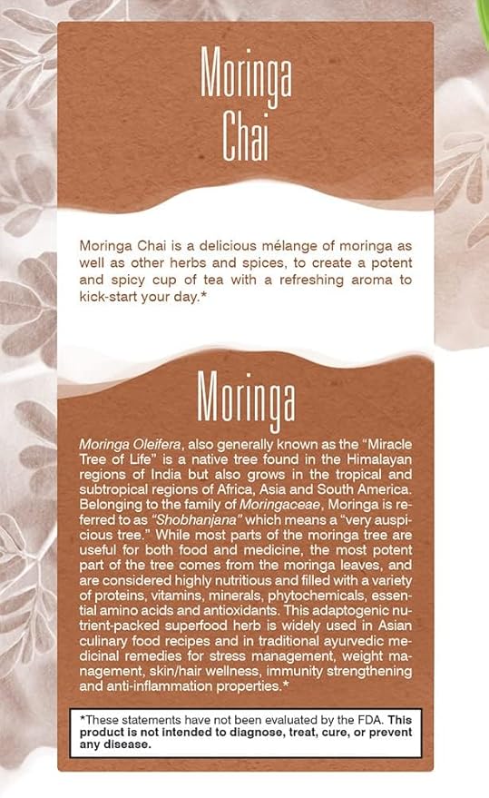 Davidson's Organics Moringa Chai 25-count Tea Bags Pack of 6