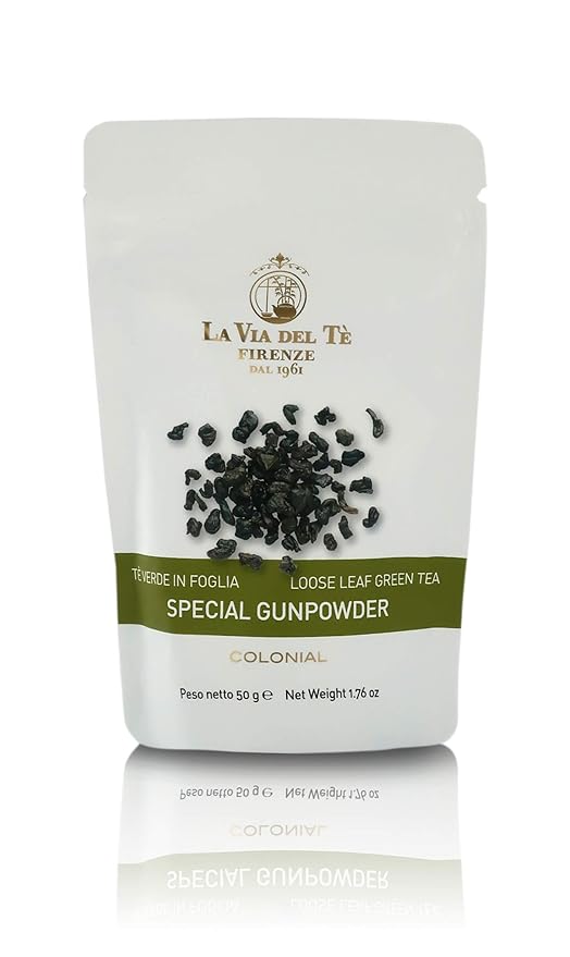 La Via del Te Special Gunpowder Chinese Loose-Leaf Green Tea in Pouch 50g / 1.76oz (Pack of 2 Pieces)