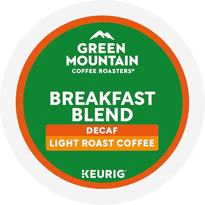 Green Mountain Coffee Roasters Breakfast Blend Decaf Coffee Keurig Single Serve K-Cup pods Light Roast 96 Count