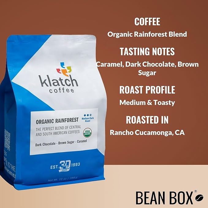 Organic Rainforest Blend - Roasted by Klatch Coffee - Whole Bean Coffee - 2 Pound Bag