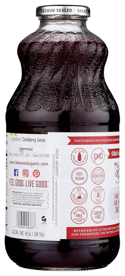 Lakewood Pure Cranberry Juice 32 oz. (Pack of 12)