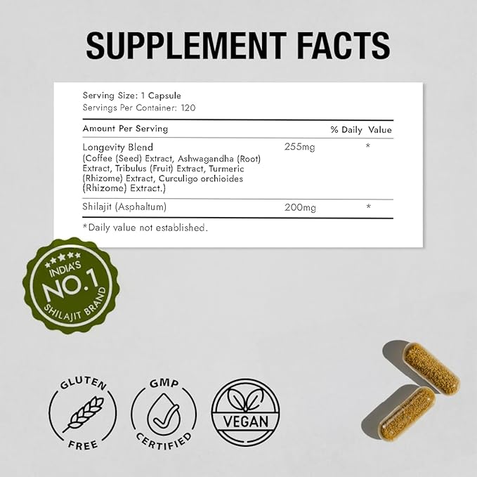 Organic Himalayan Shilajit Resin Extract with Ashwagandha &amp Turmeric-400mg Max Potency Lab Tested Pure Shilajit for Men &amp Women 85+ Trace Minerals Immune Support Energy 2 Month Supply-120