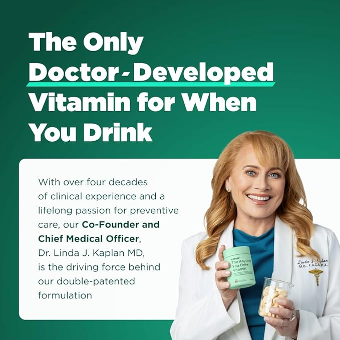 H-PROOF The Anytime You Drink Vitamin Liver Health &amp Immunity Support with Electrolytes Milk Thistle and Vitamins B &amp C - 40 Chewable Tablets (20 Servings) Vegan Green Apple