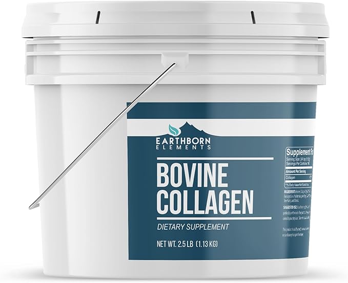 Earthborn Elements Bovine Collagen Peptides Powder 1 Gallon Bucket Pure &amp Undiluted Dietary Supplement (2.5 Pound)