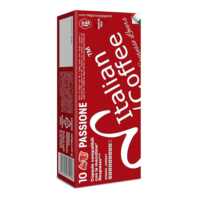 Italian Coffee for Espresso Lovers capsules compatible with Nespresso Original Line machines Regular pods (100 Count (Pack of 1) Passione Regular)