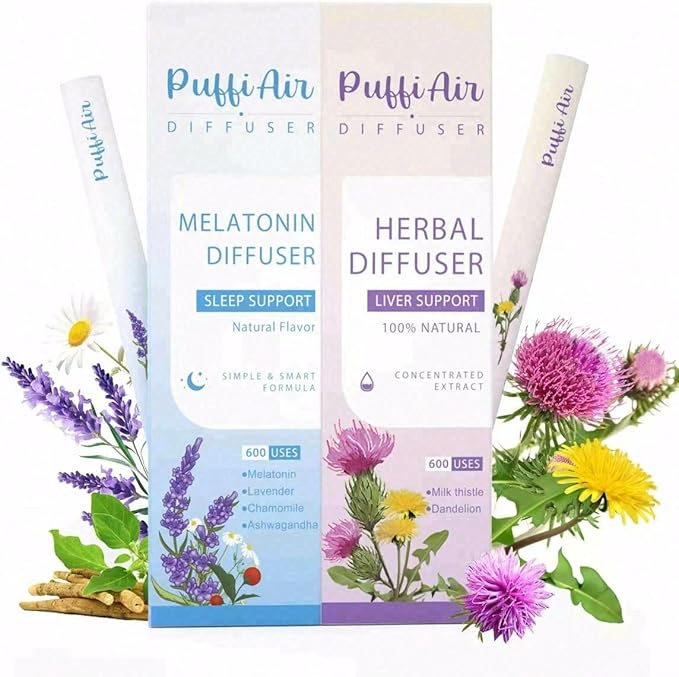 Herbal Diffuser Duo Liver Care and Sleep Diffuser Pens with Extract of Melatonin and Milk Thistle 100% Natural Swap Night Renewal Duo 600 Uses Each