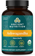 Ancient Nutrition Ashwagandha Tablets Stress Relief Supports Energy Mental Clarity and Concentration Reduces Fatigue and Anxiousness Paleo and Keto Friendly 30 Capsules