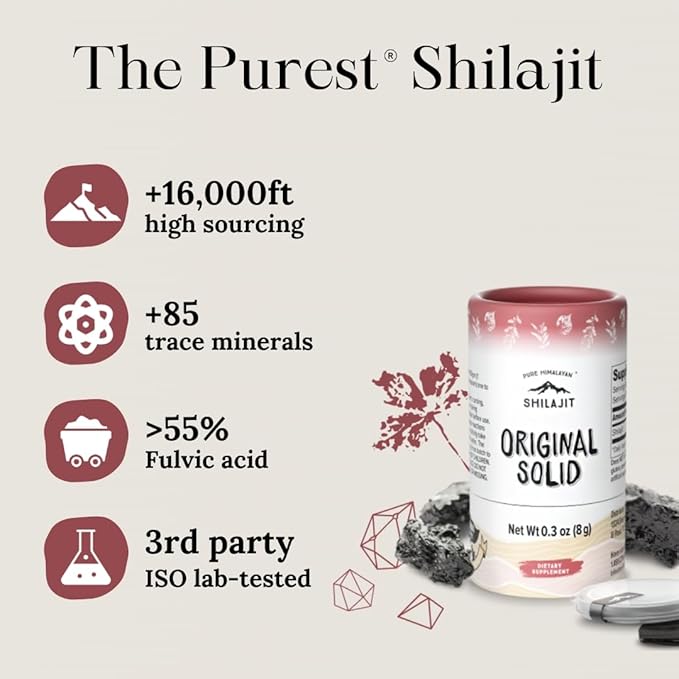 Pure Himalayan Shilajit Original Solid Organic Source of Fulvic Acid &amp Trace Minerals Widely Used in Ayurveda (36g Pack of 1)