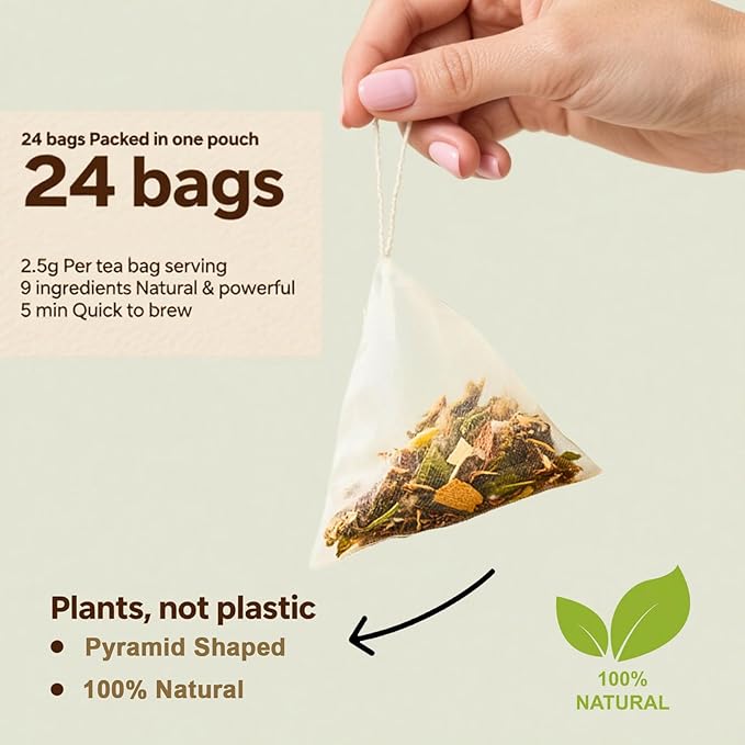 AnderHerbs Blood Sugar Support Tea - Ginseng Cinnamon Gymnema Bitter Melon Milk Thistle Fenugreek Tulsi &amp Ginger - For Maintaining Blood Sugar Levels - Suitable for Hot &amp Cold Brewing (1