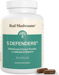 Real Mushrooms 5 Defenders - Adaptogenic Mushrooms Complex with Chaga Reishi Turkey Tail Maitake &amp Shiitake for Wellness Support - Mushroom Beta Glucan Capsules - 90 Count