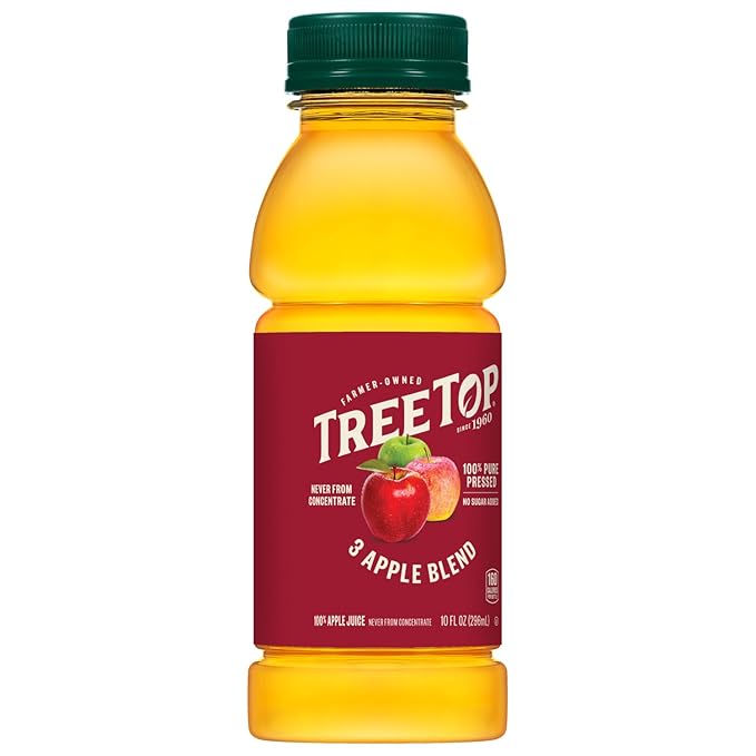 Tree Top 100% Pure Pressed 3 Apple Blend 100% Apple Juice 10 Fl Oz (Pack of 24)