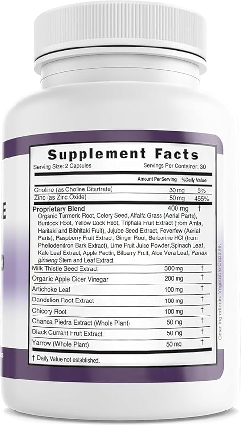 Liver Cleanse Detox &amp Repair Fatty Liver Supplements 28-in-1 Advanced Herbal Liver Health Supplement Formula - Milk Thistle Silymarin Artichoke Extract Dandelion &amp Apple Cider Vinegar - 60 P