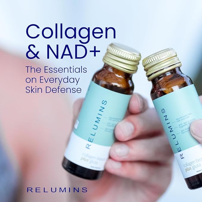 Relumins World's Most Advanced Collagen Drink - 10000mg w/Glutathione &amp Antioxidants | USA's No.1 Liquid Collagen Anti-Aging Spring Glow Essentials | Apple Flavor | Made in USA - 20 Bottles