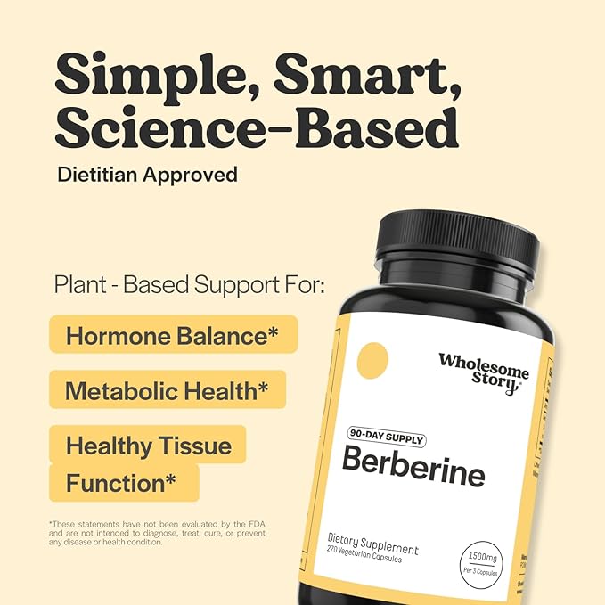 Berberine Supplement 1500mg | Berberine 500mg Per Capsule | 97% Standardized Purity | Supports Metabolic Profiles &amp Hormonal Balance | 270 Berberine HCL Capsules | Berberine Supplements 90-Day Sup