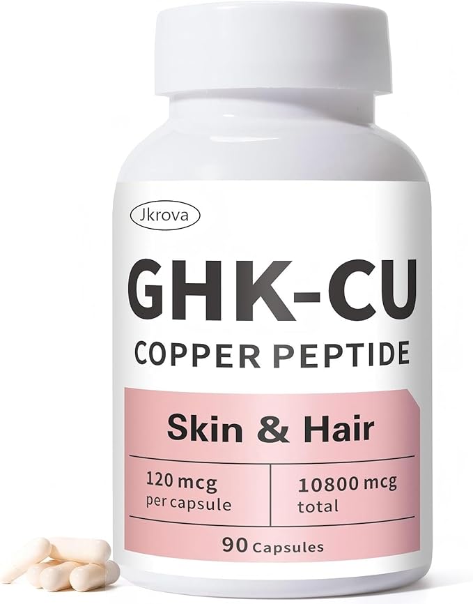 GHK-Cu Copper Peptide Supplement Anti-Aging &amp Hair Growth Support Improves Skin Elasticity &amp Firmness Thicker Fuller Hair Easy Absorption Precisely Dosed 90 Vegan Capsules