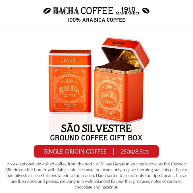 Bacha Coffee | São Silvestre Single Origin Ground Beans Medium Roast 100% Arabica Specialty Coffee 250g Signature Nomad Collection Gift Box