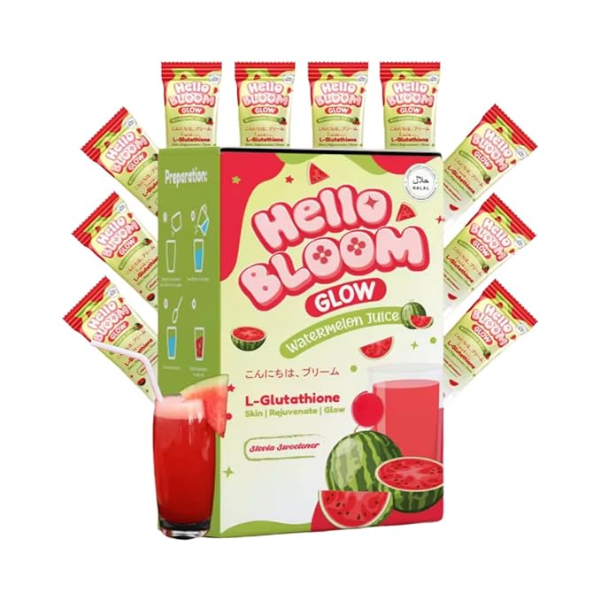 Hello Bloom Glow Reduced L-Glutathione Powder Juice Drink (10 Sachets x 18g Watermelon)