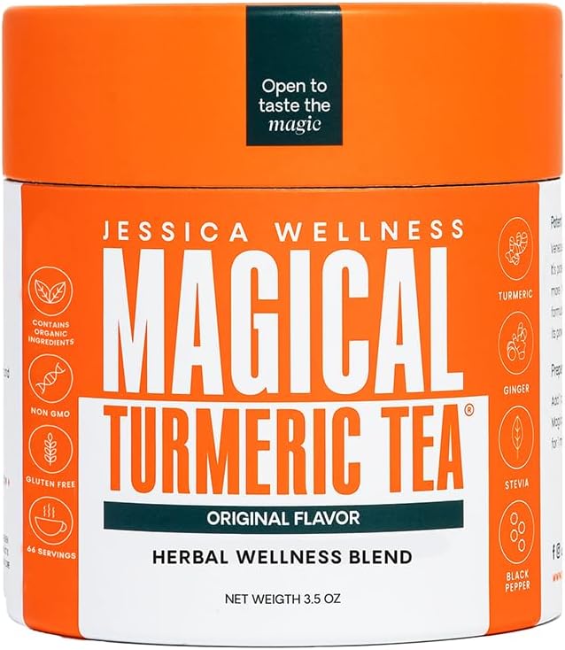 JESSICA WELLNESS Magical Turmeric Ginger Tea Black Pepper and Stevia | Ginger Turmeric Tea Organic Blend | 3.5 oz (Original Flavor)