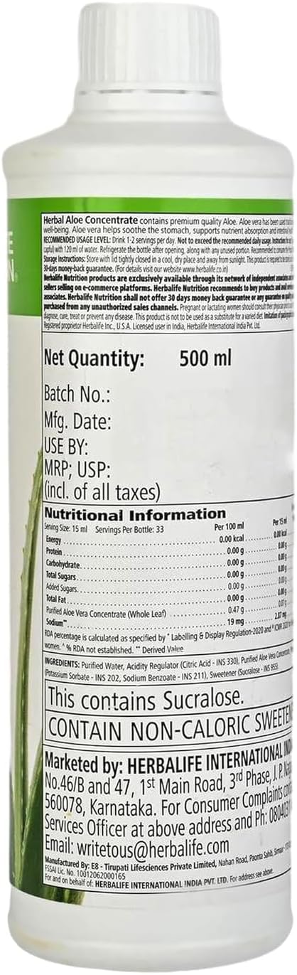 Herbalife HERBALIFE Herbal Aloe Concentrate Pint: Cranberry Flavor 16 FL Oz (473 ml) for Digestive Health with Premium-Quality Aloe Gluten-Free 0 Calories 0 Sugar Naturally Flavored