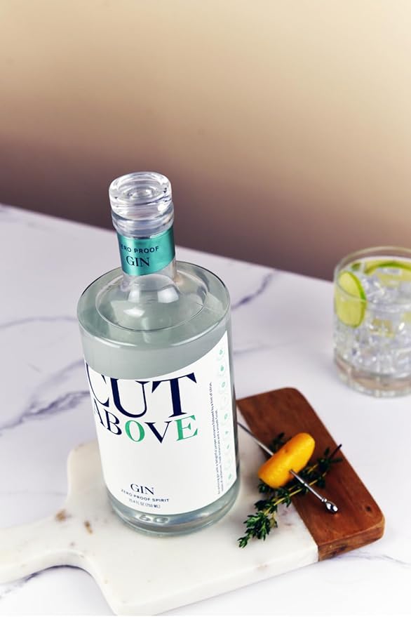 CUT ABOVE Zero Alcohol Gin | Award Winning Premium Non-Alcoholic Spirit for Alcohol Free Cocktails | 25.4 fl. oz. (750mL)