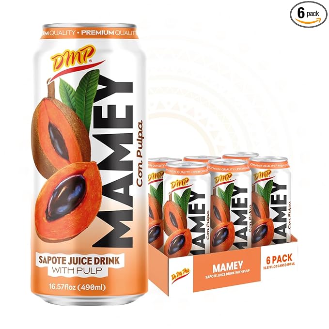 De Mi Pais Mamey Sapote Juice Zapote with Real Pulp &amp Chunks Juice Exotic &amp Refreshing Canned Beverage Perfect for Groceries &amp Pantry 16.57 Fl Oz 6-Pack