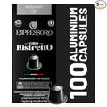 ESPRESSORO 100 USDA Organic Espresso Pods - RISTRETTO Aluminum Capsule Compatible with Nespresso Original Lines Machines. Intensity 7 Premium Italian Expresso Coffee Capsules