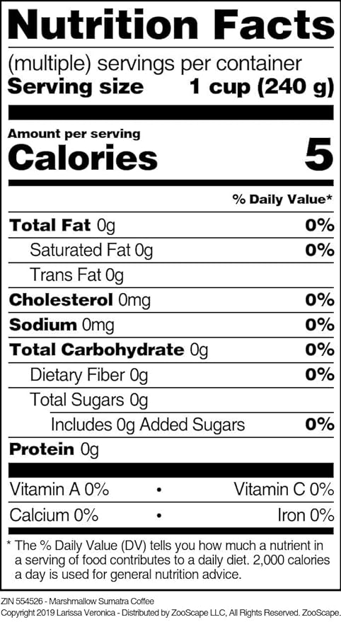 Marshmallow Sumatra Coffee (Gourmet Naturally Flavored Whole Coffee Beans) (16 oz ZIN: 554526)