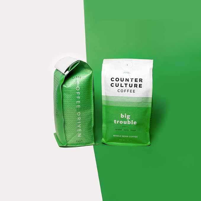 Counter Culture Coffee - Big Trouble Blend - Whole Bean Coffee - Freshly Roasted Coffee Beans - Medium Dark Roast - Nutty Caramel Chocolate Flavors - Multi Pack - Five 12 Ounce Bags