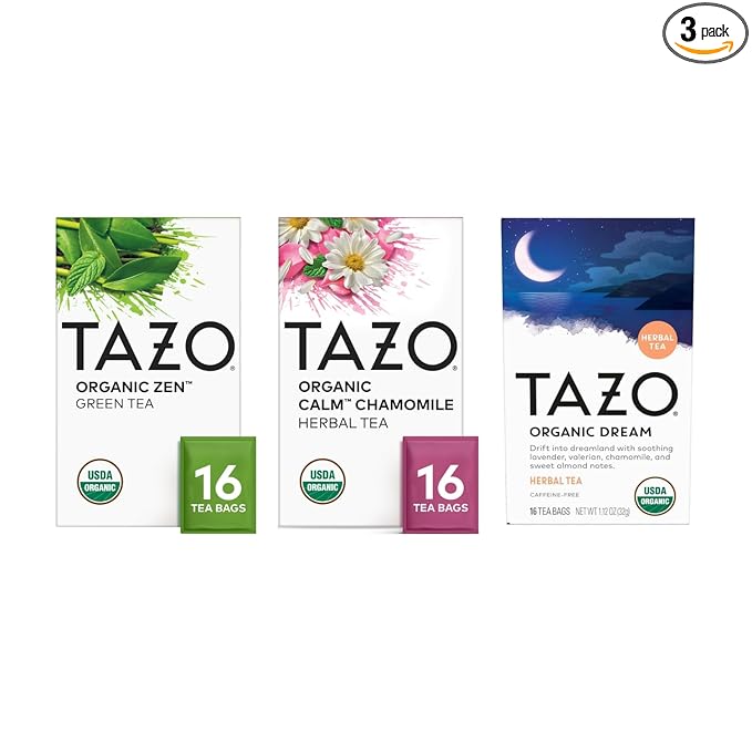 TAZO Tea Bags Regenerative Organic Zen Calm Chamomile &amp Herbal Organic Dream 16 CT (1ea) (Variety Pack)