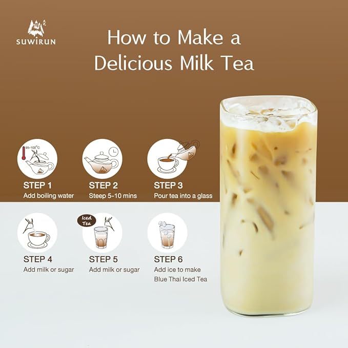 Suwirun Organic Assam Thai Black Tea 25 Bags – Bold Smooth &amp Aromatic – Premium Quality No Additives – Perfect for Hot Iced &amp Thai Milk Tea
