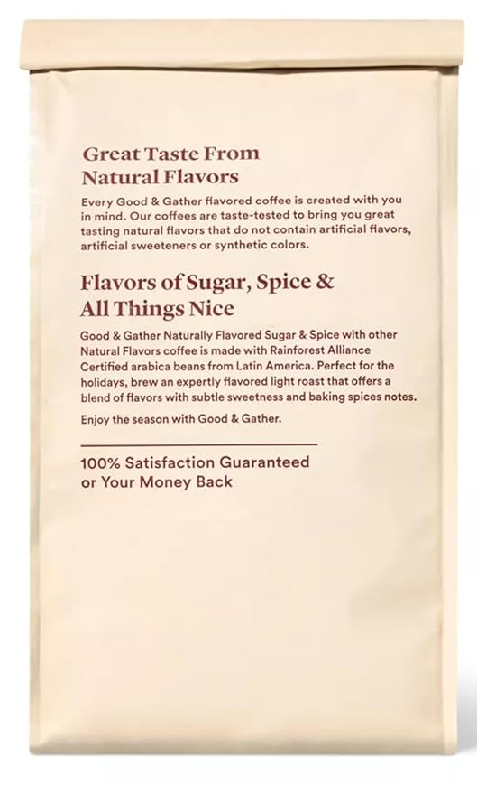 Naturally Flavored Sugar &amp Spice Good &amp Gather Light Roast Ground Arabica Coffee Limited Edition 12oz Bag