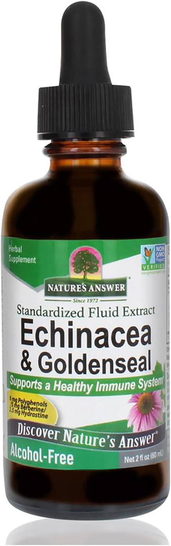 Nature's Answer Enchinacea &amp Goldseal | Supports a Healthy Immune System | Super Concentrated Pure Extract | Alcohol-Free Gluten-Free Vegan &amp Kosher Certified 2oz