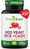 Red Yeast Rice 1215 mg. Capsules - Extra Strength Red Rice Yeast with CoQ10 Supplement Plus Alpha Lipoic Acid &amp Organic Flaxseed Citrinin Free Supports Cardiovascular Health Non-GMO 90 Veggie