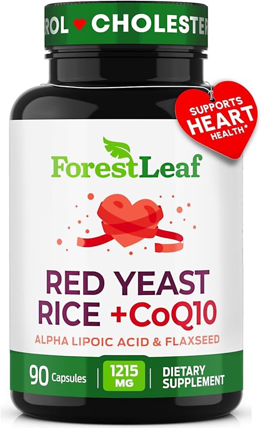 Red Yeast Rice 1215 mg. Capsules - Extra Strength Red Rice Yeast with CoQ10 Supplement Plus Alpha Lipoic Acid &amp Organic Flaxseed Citrinin Free Supports Cardiovascular Health Non-GMO 90 Veggie