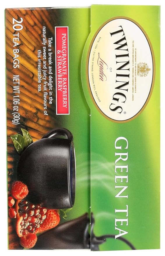 Twinings Green Pomegranate Raspberry and Strawberry Bagged Tea 80 Count (Pack of 4)