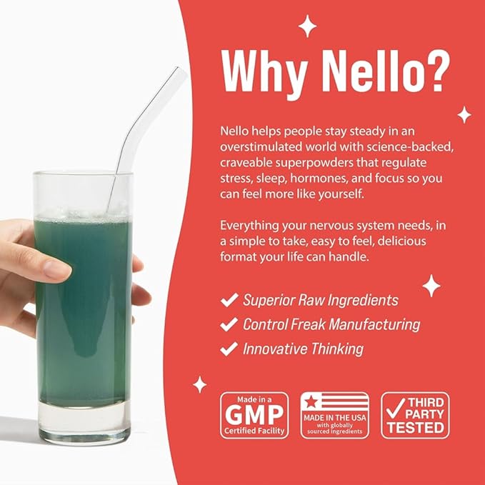 Nello Superfocus – Nootropic Focus Drink Mix for Productivity Caffeine L-Theanine Rhodiola Rosea Alpha-GPC Lion’s Mane Tyrosine Sugar-Free Packets - Blue Raspberry with Caffeine (Pack of 20)