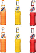 SODA GLASS BOTTLES 12 oz FANTA DE MEXICO ORANGE FANTA DE MEXICO PINEAPPLE FANTA DE MEXICO STRAWBERRY PACK OF 6 BOTTLES