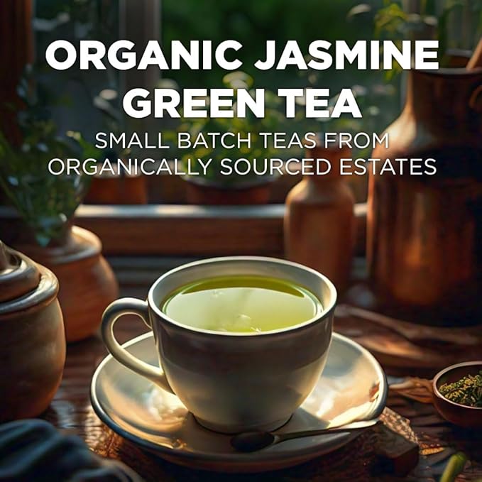 Maud's Organic Jasmine Green Tea Pods 48 ct Single Serve Tea Pods – 100% Gourmet Blended Tea Leaves Compatible with Keurig K Cups Maker