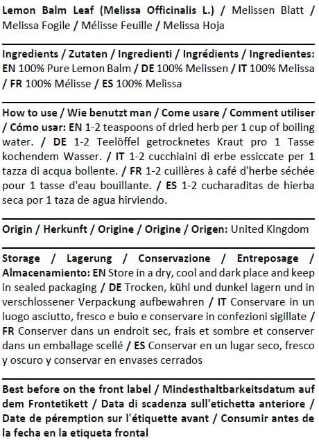 Health Embassy Lemon Balm Leaf | Melissa Officinalis L | Herbal Tea (100g)