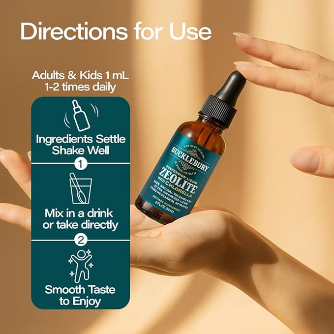BUCKLEBURY Zeolite Liquid Suspension w/Chlorella - Detox Support Immune System and Digestive Tract Health Support for Kids and Adults (60 Servings)