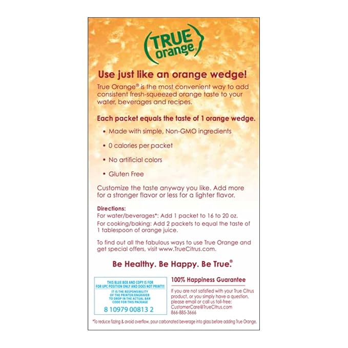 True Orange 500ct (Pack of 1) - Water Enhancer - Bulk Dispenser - 0 Calorie Drink Mix Packets For Water - Orange Flavoring Powder Packets