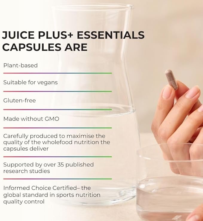 Juice Plus+ Vegetable Blend: with Broccoli Parsley Tomato &amp More - Plant-Based Vegan Gluten-Free Non-GMO Kosher - for Heart Immune Cognitive &amp Skin Health - 1 Bottle (60 Servings)