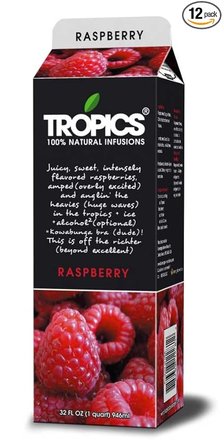 Tropics Raspberry Drink Mix 32 Ounce -- 12 per case.