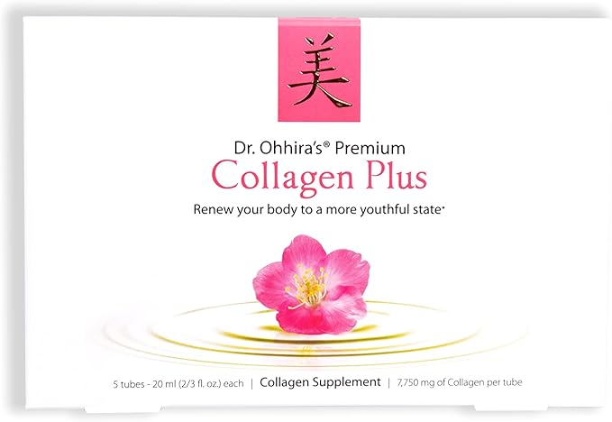 Dr. Ohhira's Premium Collagen Plus. A Liquid Easily mixable Collagen Supplement with 7750 mg of Marine Collagen Peptides Plus Cherry Blossom Extract and a Plant-Based Probiotic Concentrate 5 Pack